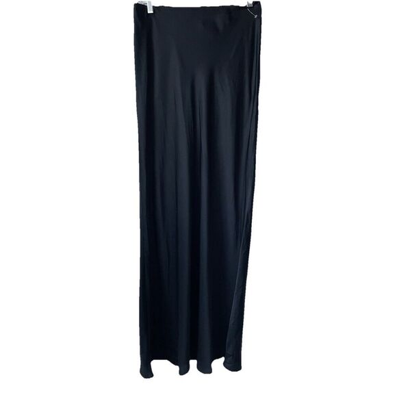 New $310  L’agence Zeta Black Satin Maxi Skirt Sz Medium New Wedding  Cocktail - Picture 7 of 9